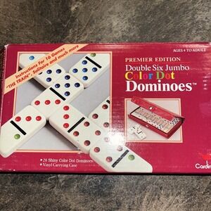 Cardinal Dominoes Premier Edition Double Six Jumbo Color Dot Vintage No 510C Nib
